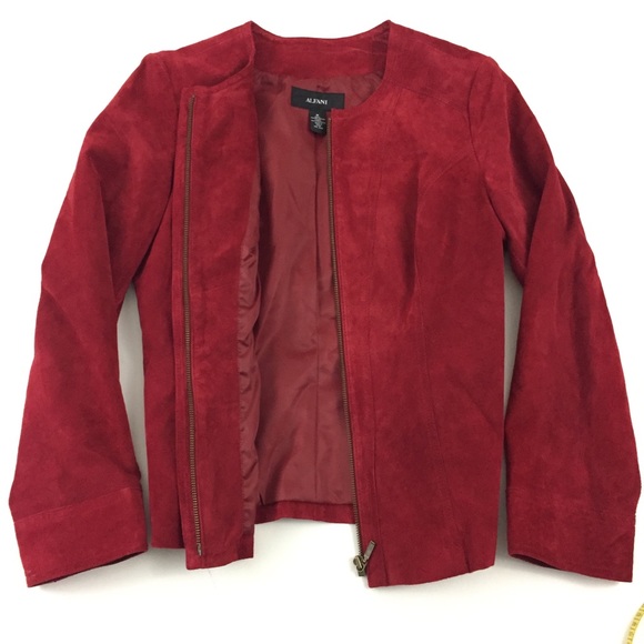 Alfani Red Leather Suede Jacket. Y49 - Picture 4 of 8